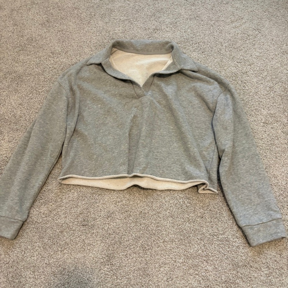 Vuori Sedona Polo Pullover Sweatshirt Womens S Gray Casual Relaxed Sporty
